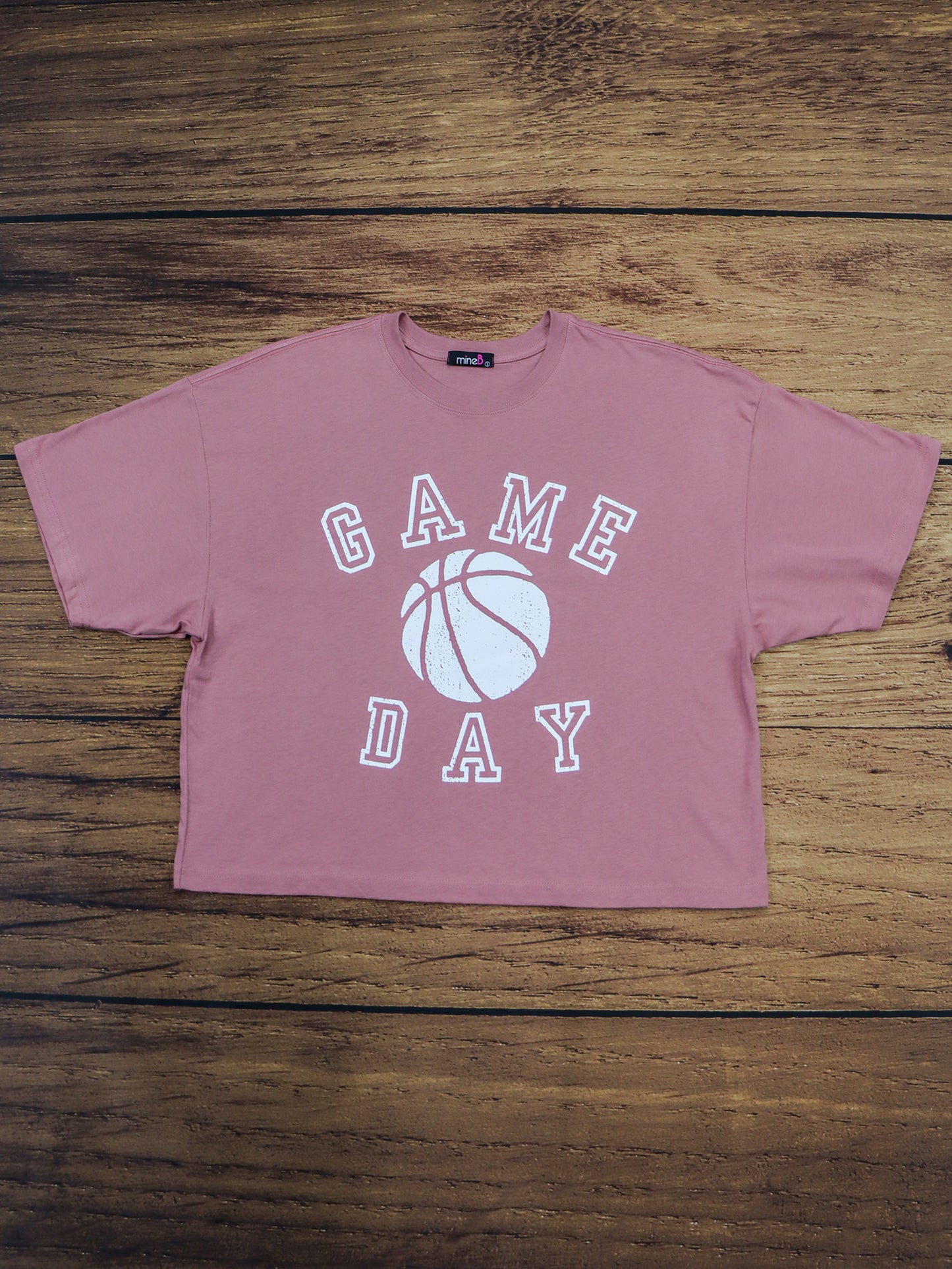 Basketball Game Day- Crop Top- Mauve/White