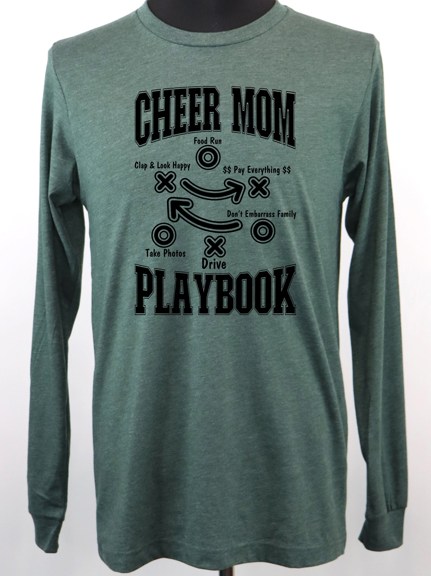 Cheer Mom Playbook (black) LONG SLEEVE TEE- Multiple Colors