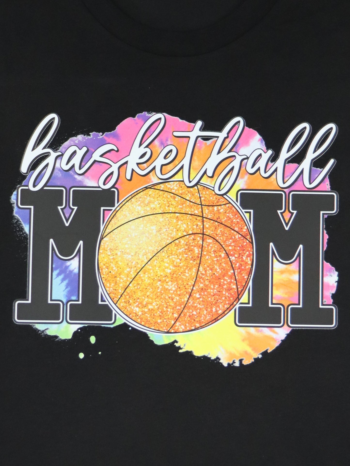 Colorful Basketball Mom TEE- Black