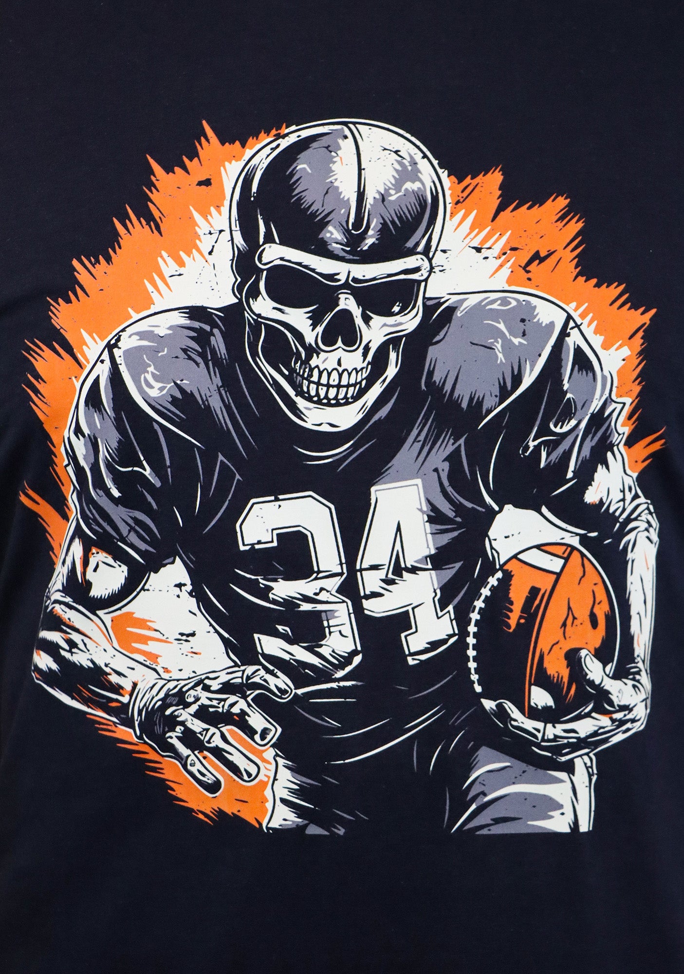 Football 1 Skeleton (orange & gray) Unisex Short Sleeve Tee- Black