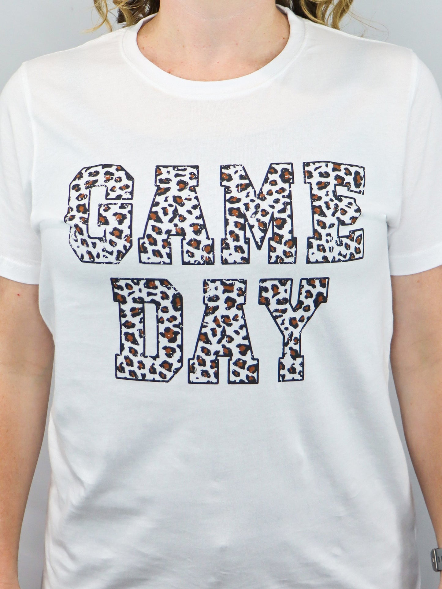 Game Day Short Sleeve Tee- Cheetah- White