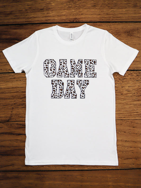 Game Day Short Sleeve Tee- Cheetah- White