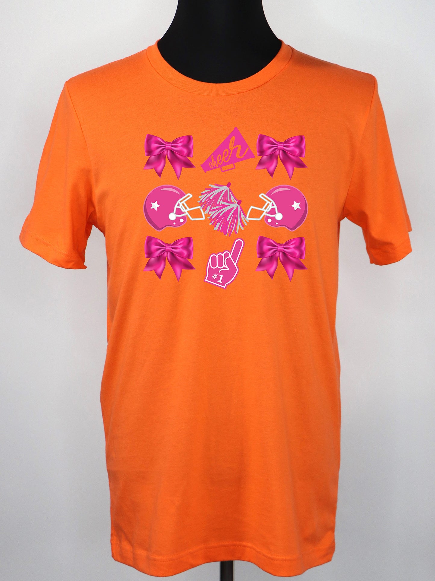 Cheer Coquette (Pink Bows Helmet Megaphone) TEE- Multiple Colors