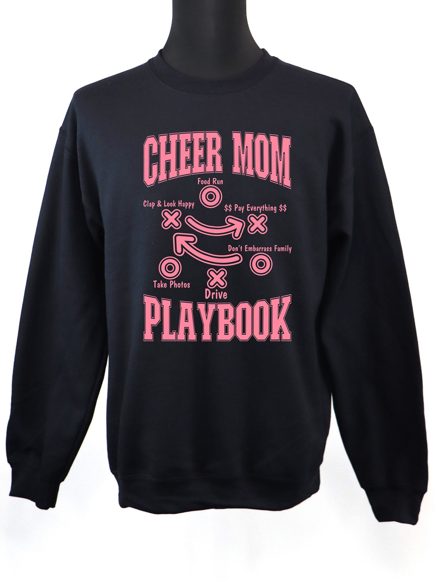 Cheer Mom Playbook (pink) CREWNECK- Multiple Colors