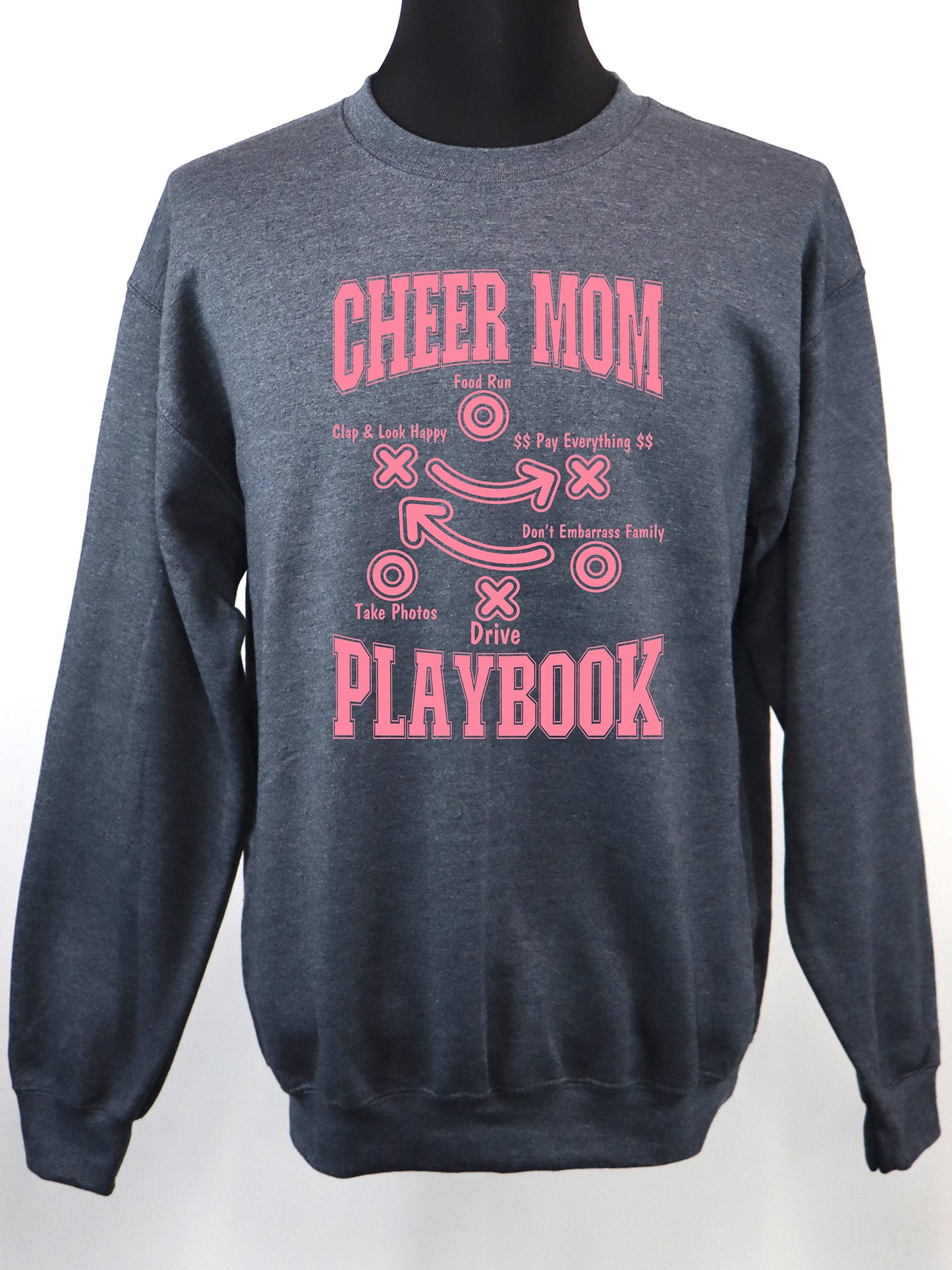 Cheer Mom Playbook (pink) CREWNECK- Multiple Colors