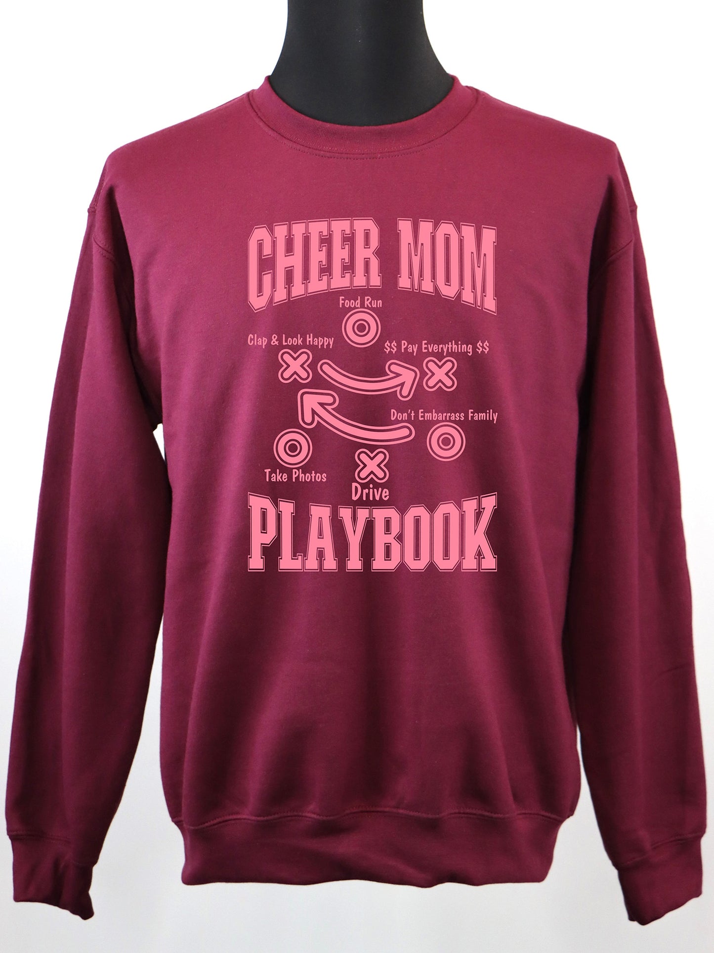 Cheer Mom Playbook (pink) CREWNECK- Multiple Colors