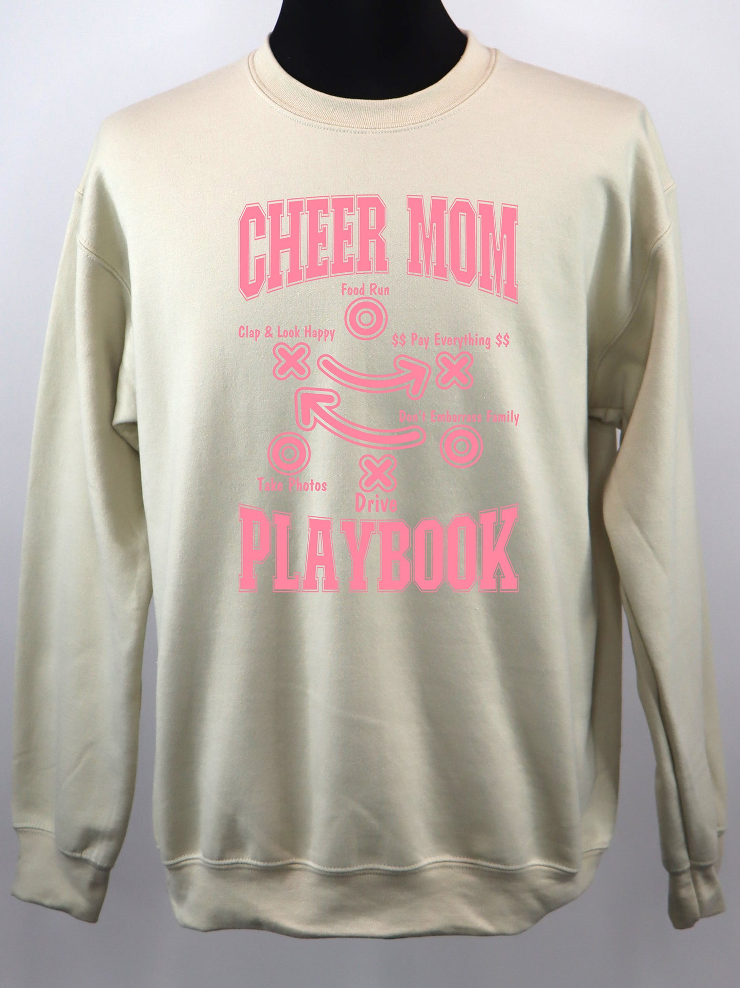 Cheer Mom Playbook (pink) CREWNECK- Multiple Colors