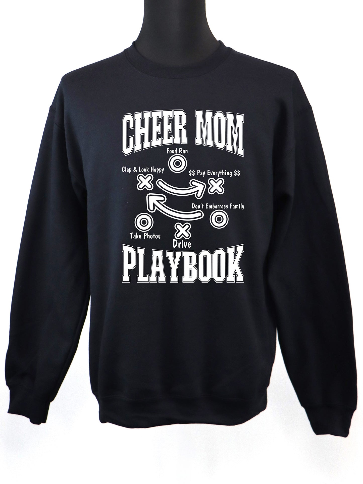 Cheer Mom Playbook (white) CREWNECK- Multiple Colors