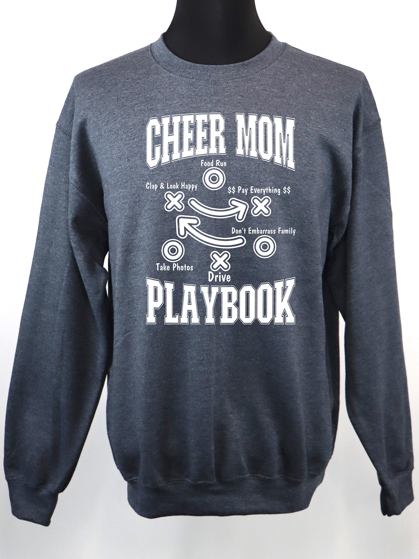 Cheer Mom Playbook (white) CREWNECK- Multiple Colors