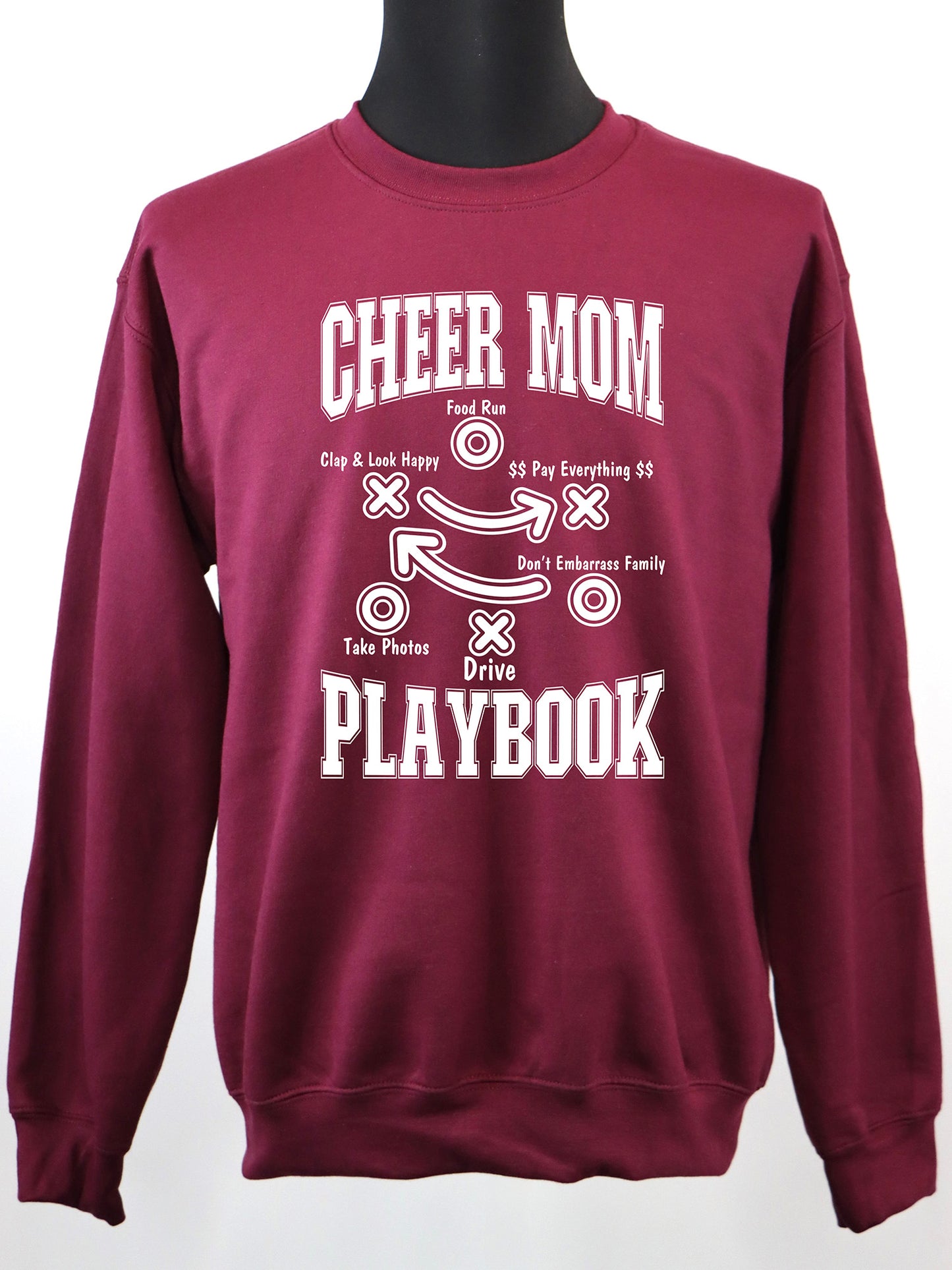 Cheer Mom Playbook (white) CREWNECK- Multiple Colors