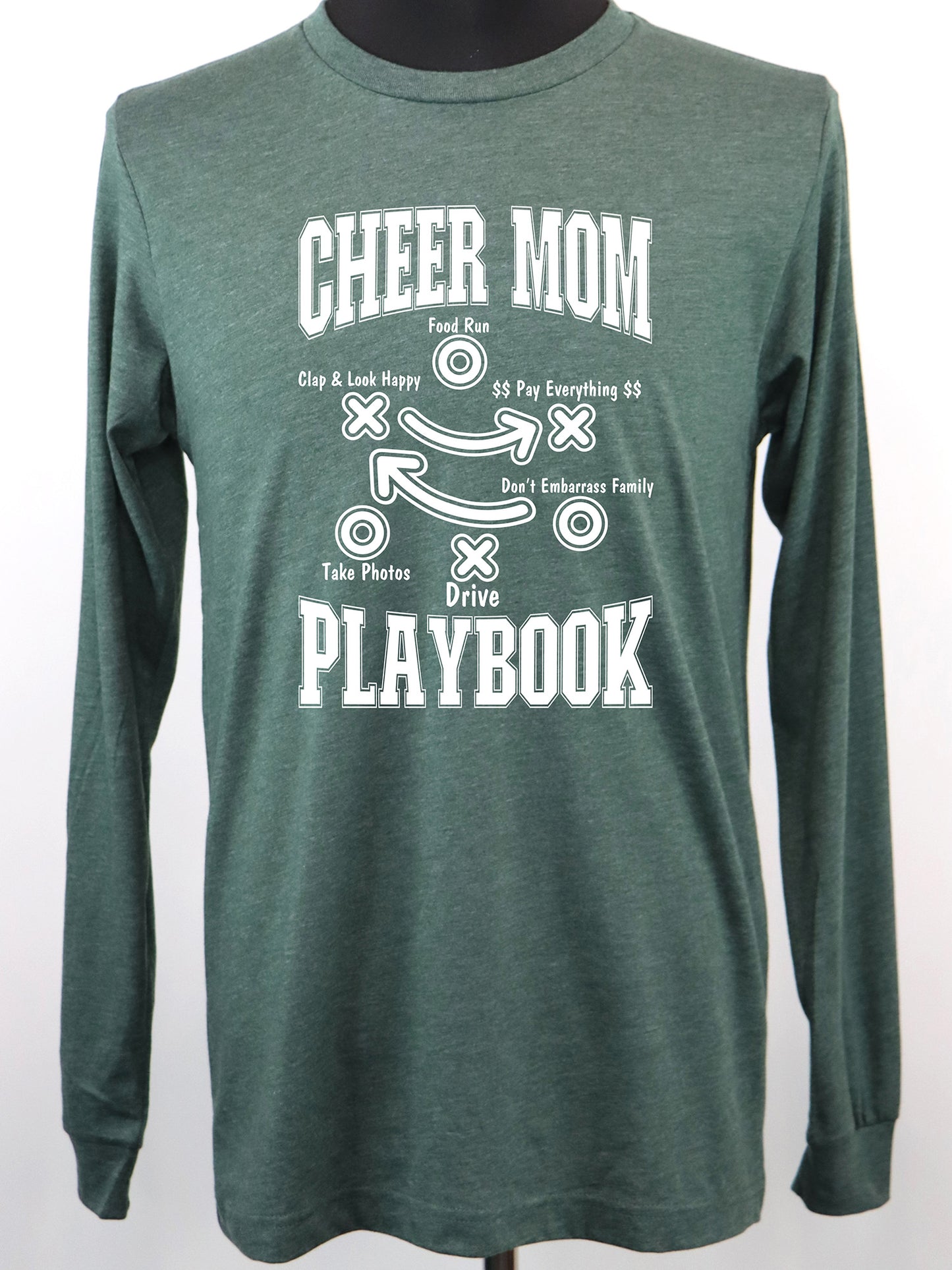 Cheer Mom Playbook (white) LONG SLEEVE TEE- Multiple Colors