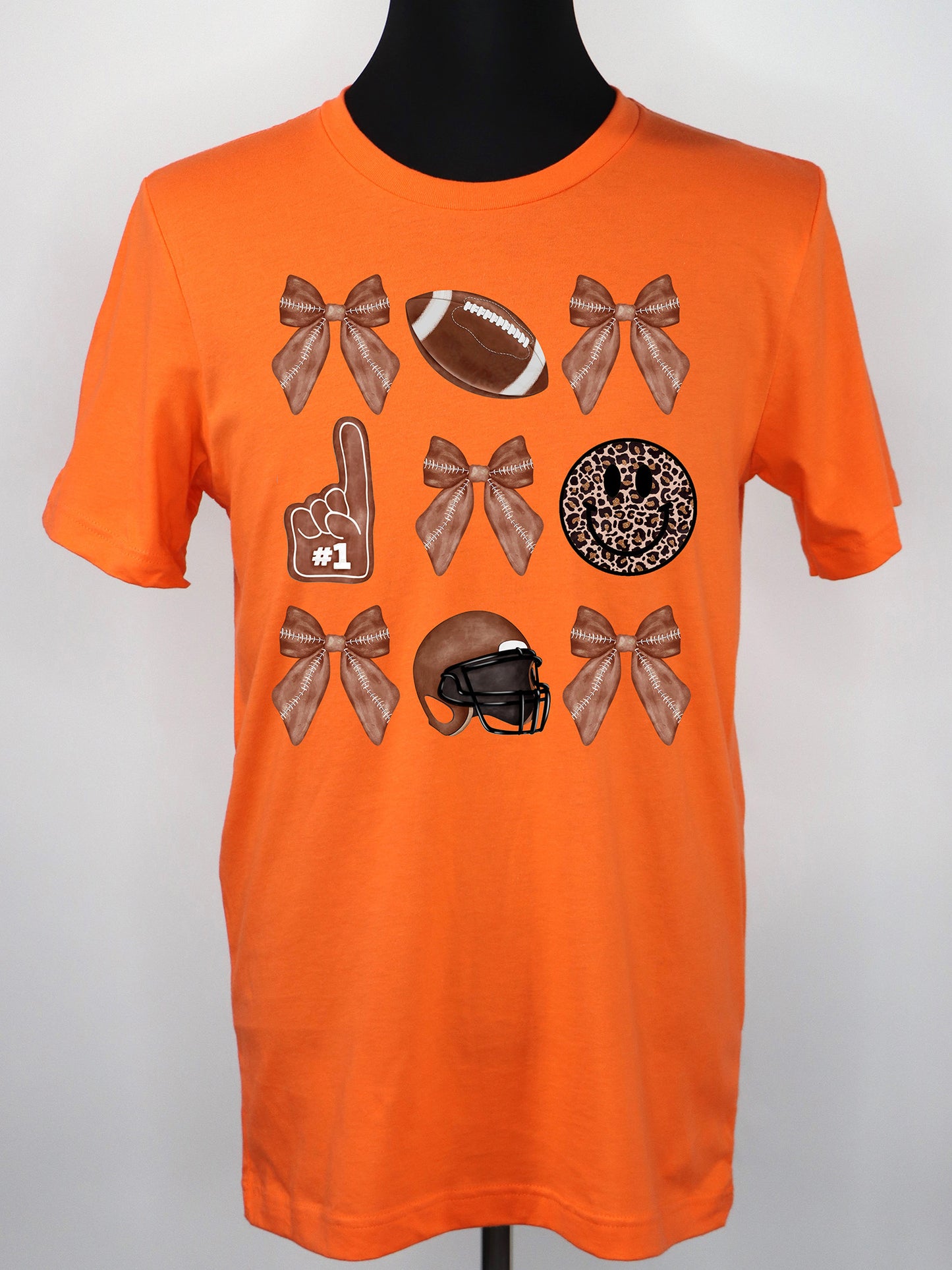 Football Coquette- Bows Helmet Happy Face TEE- Multiple Colors