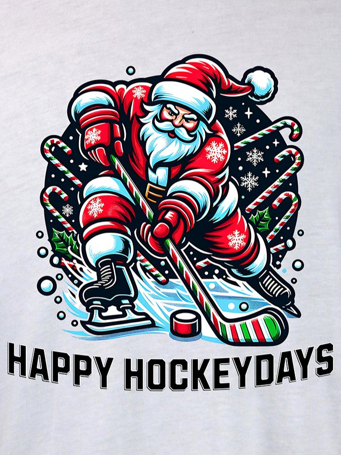 Hockey Christmas Happy Hockeydays TEE- Multiple Colors