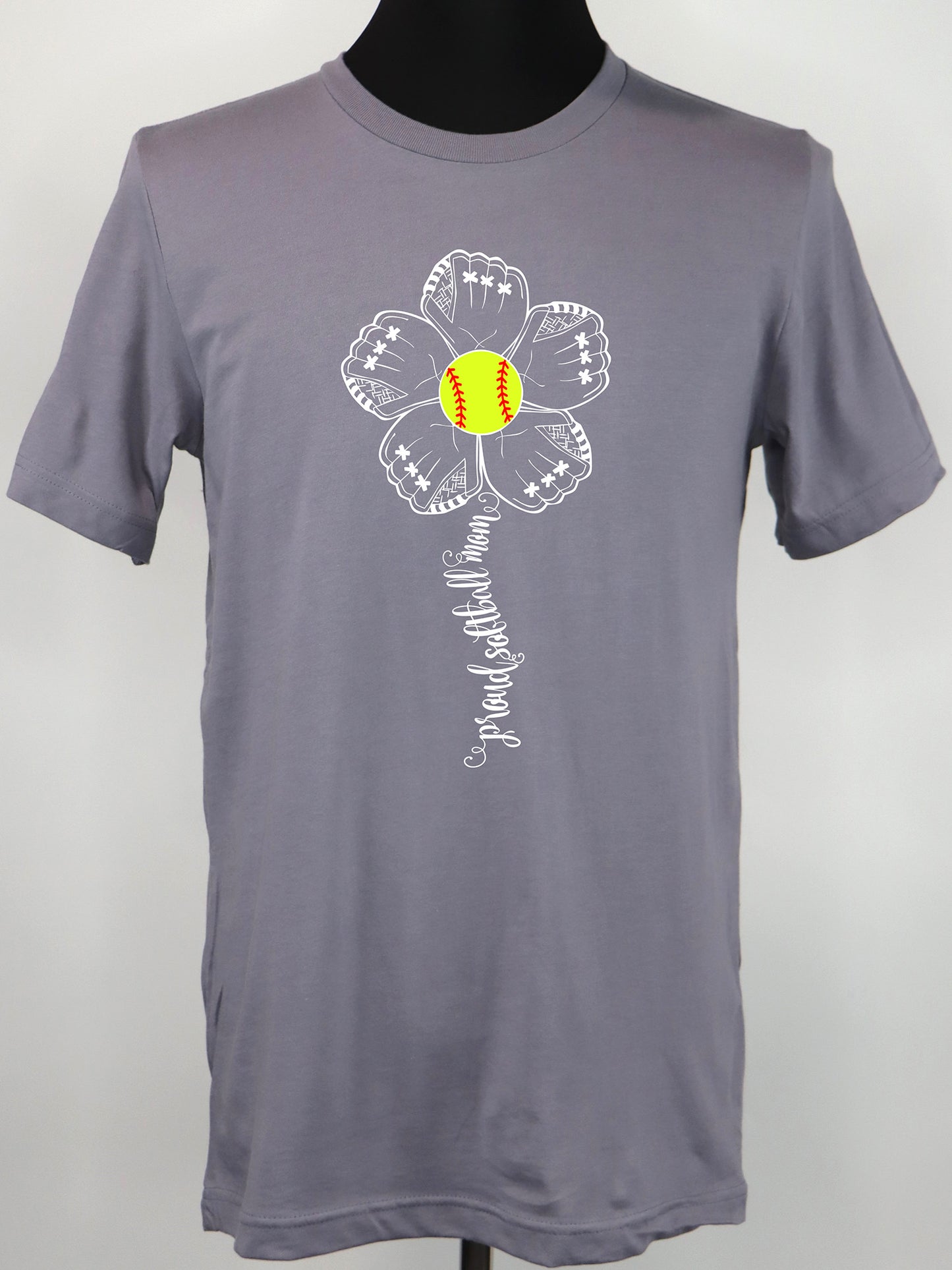 Proud Softball Mom Flower (white) TEE- Multiple Colors