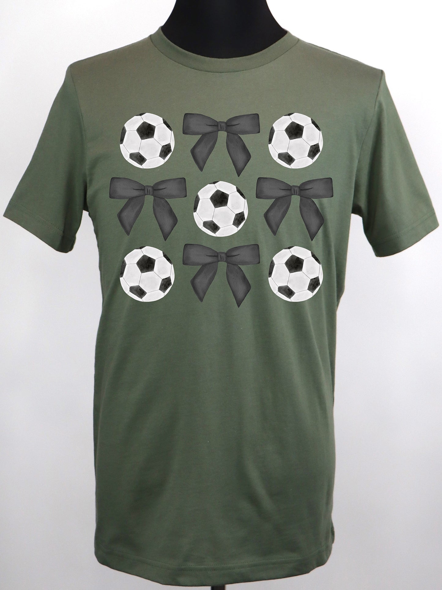 Soccer Coquette Black Bows TEE- Multiple Colors