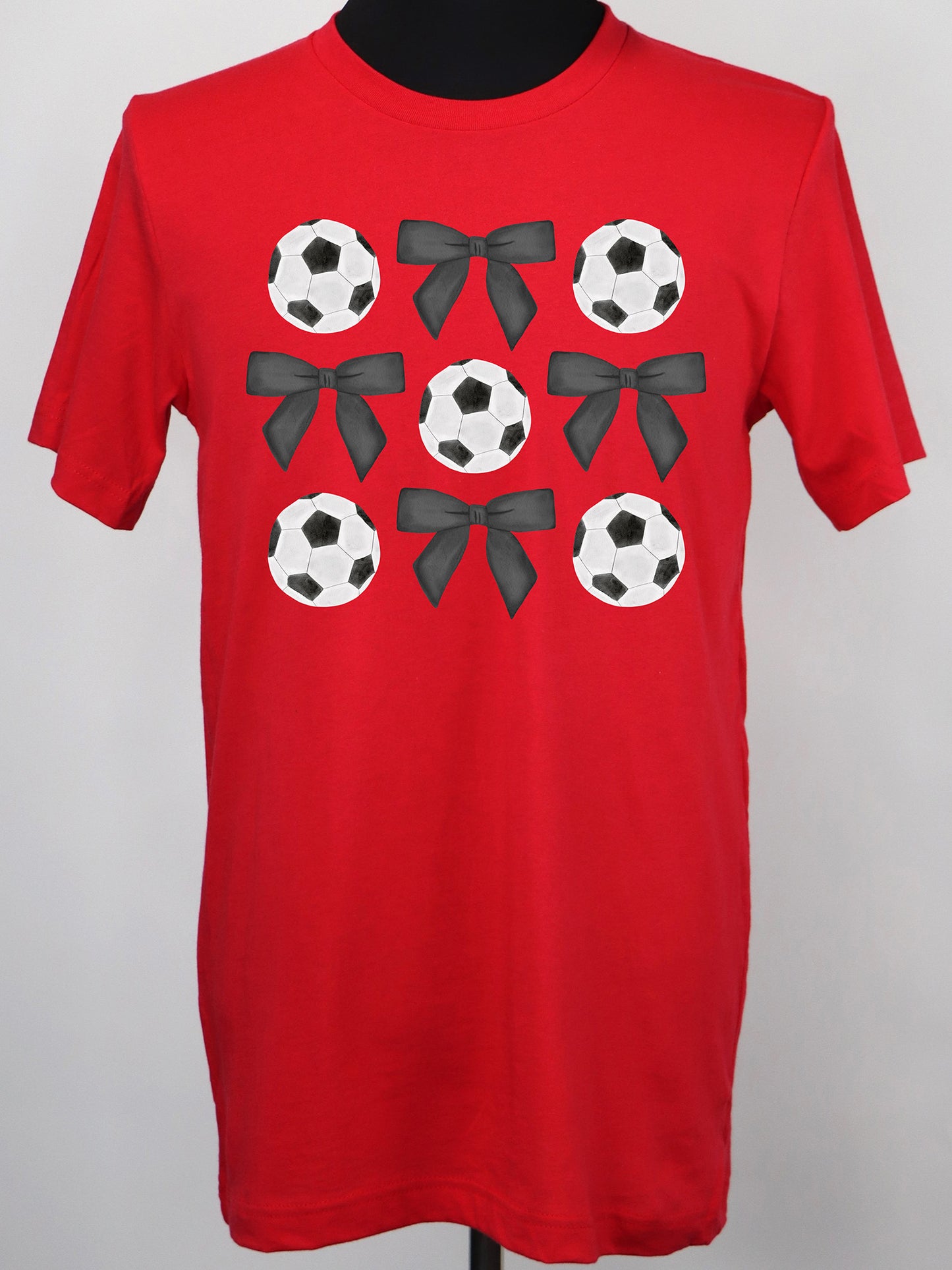 Soccer Coquette Black Bows TEE- Multiple Colors
