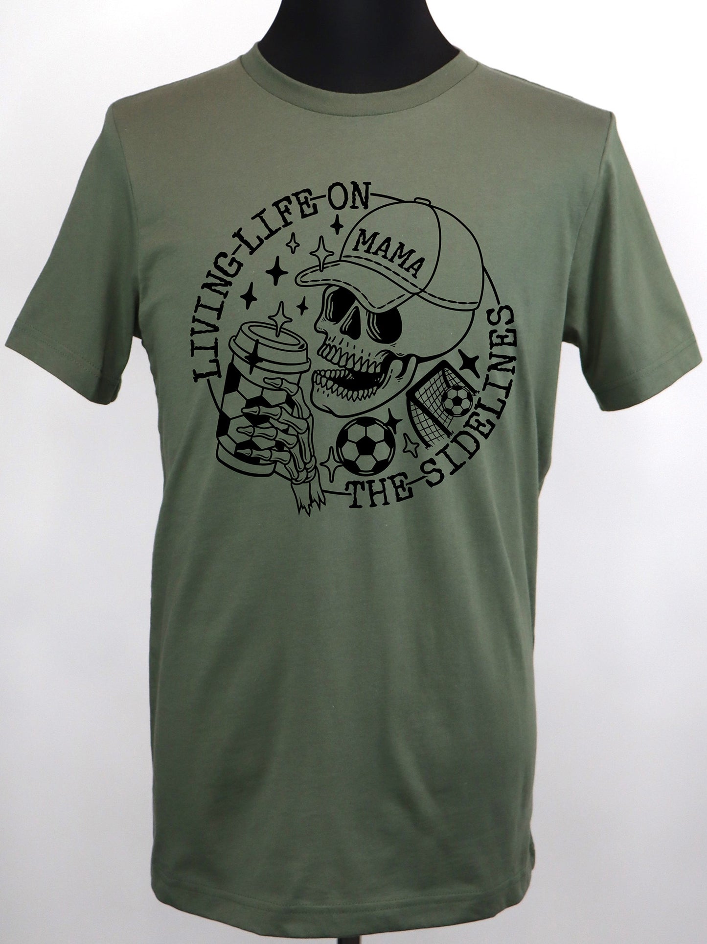 Soccer Mama- Life on the Sidelines (all black) TEE- Multiple Colors