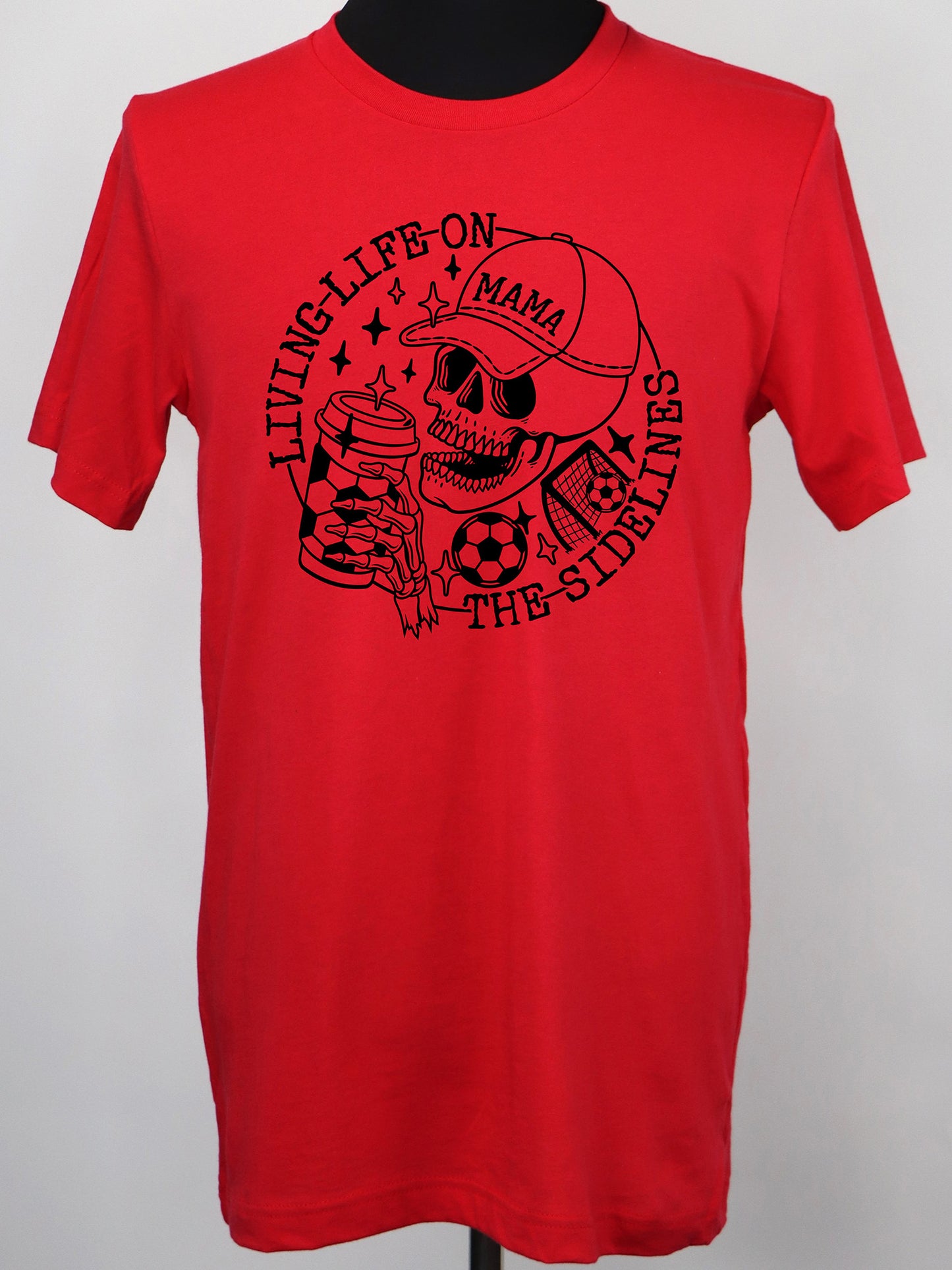 Soccer Mama- Life on the Sidelines (all black) TEE- Multiple Colors