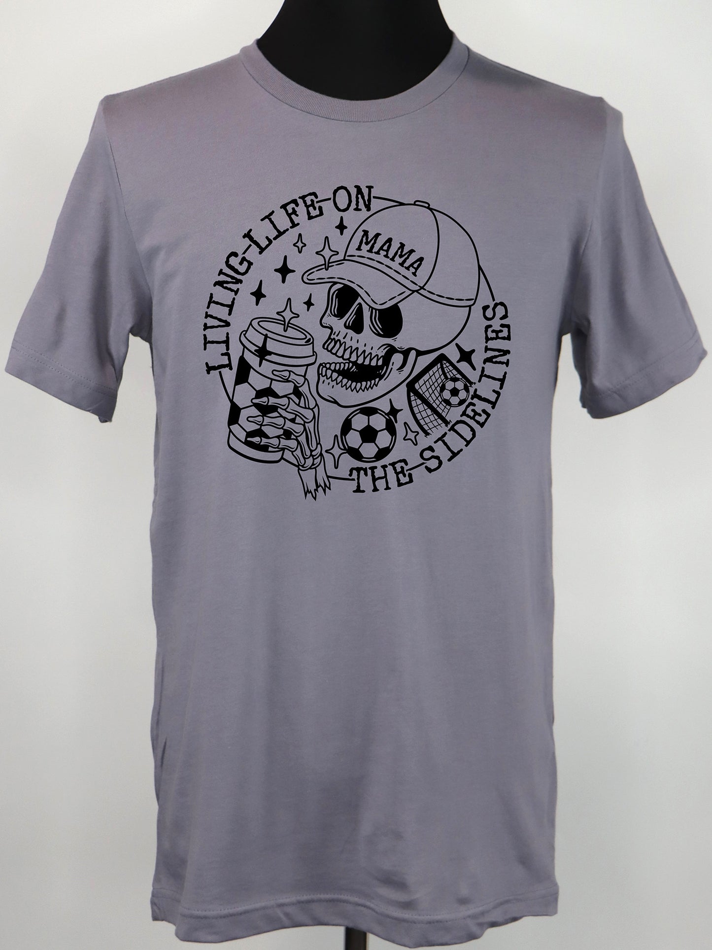 Soccer Mama- Life on the Sidelines (all black) TEE- Multiple Colors
