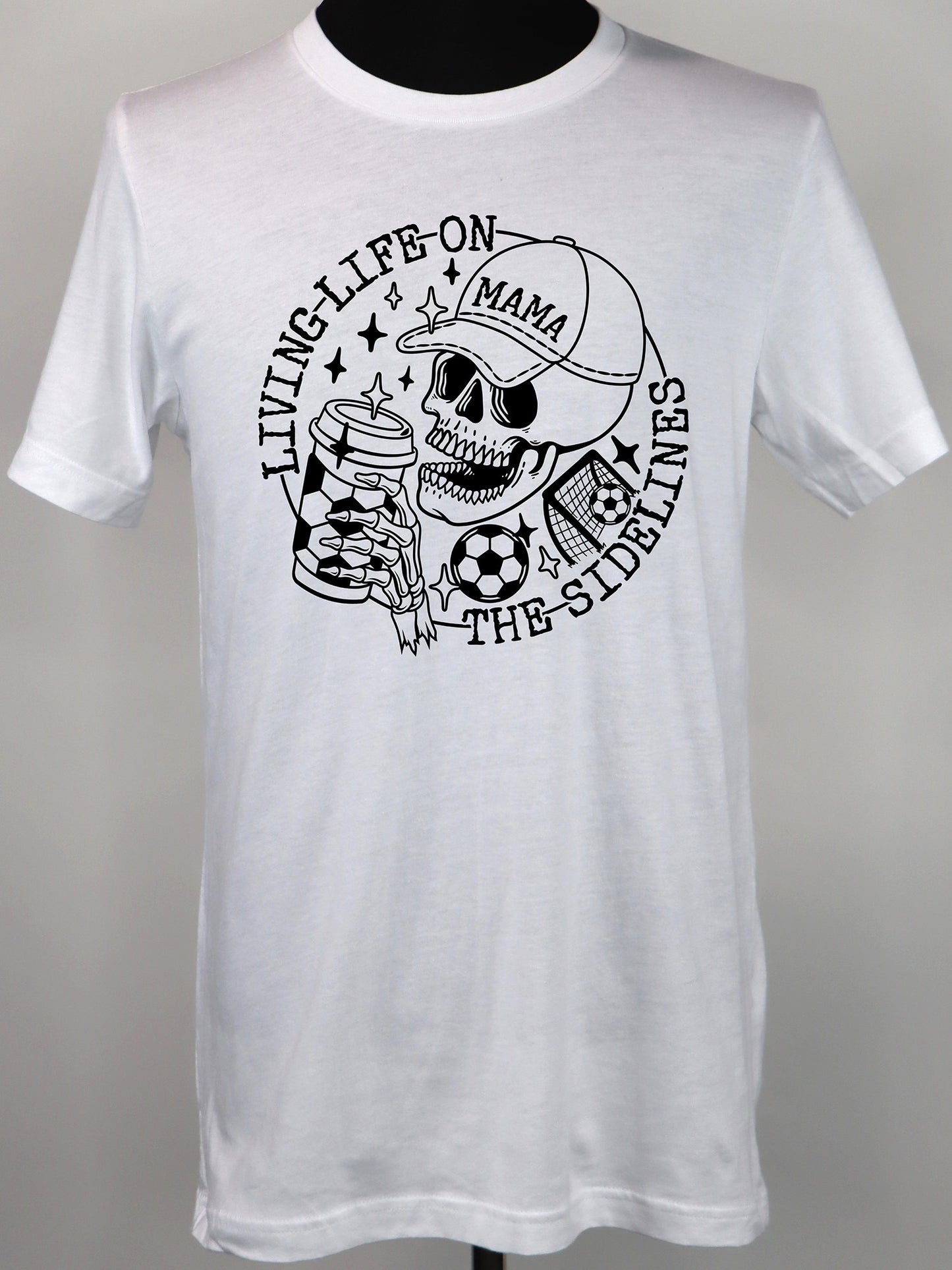 Soccer Mama- Life on the Sidelines (all black) TEE- Multiple Colors