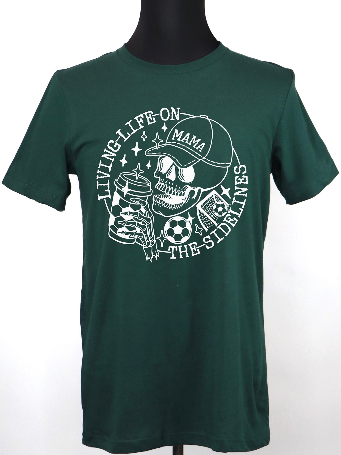 Soccer Mama- Life on the Sidelines (all white) TEE- Multiple Colors