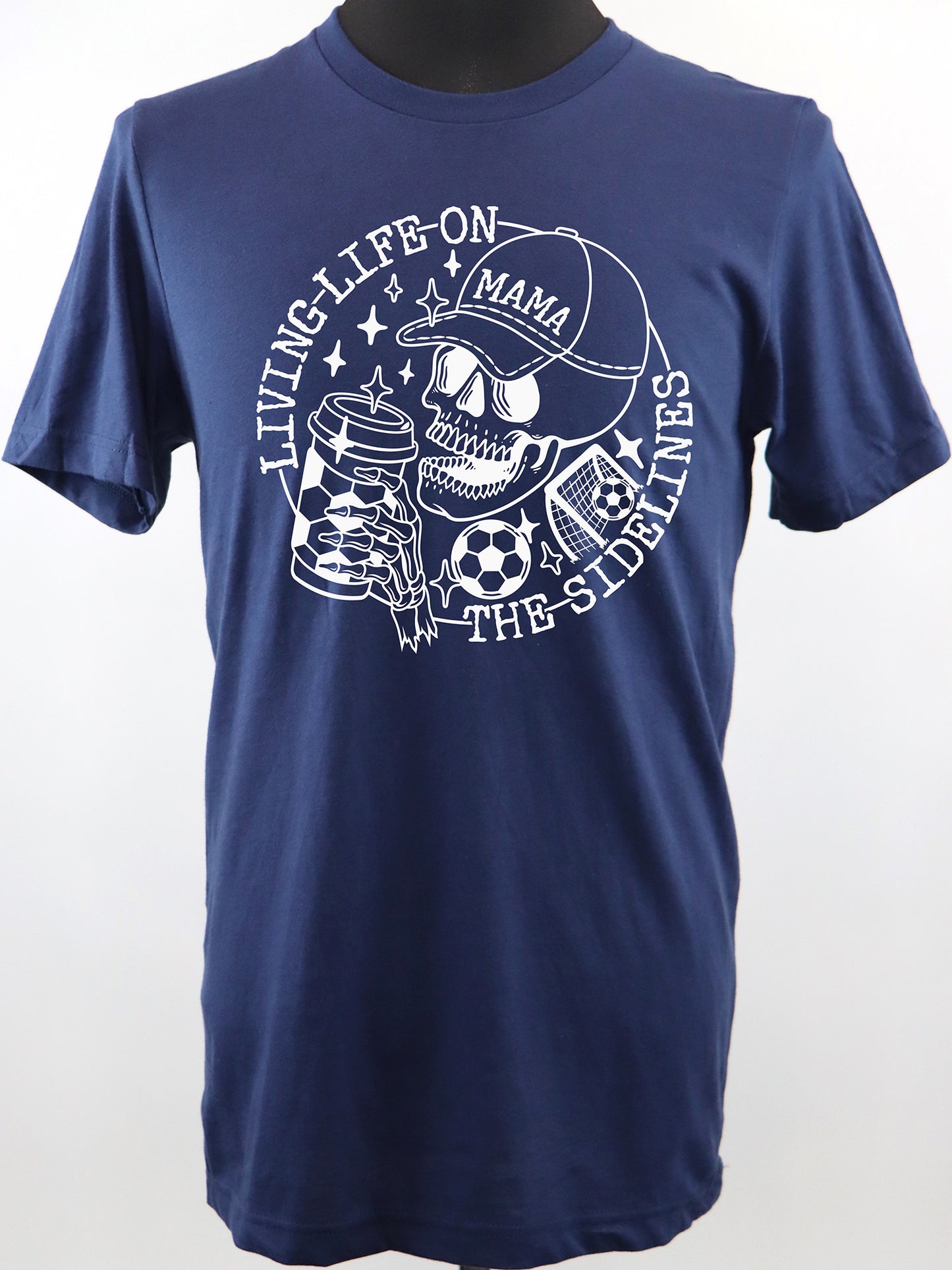 Soccer Mama- Life on the Sidelines (all white) TEE- Multiple Colors