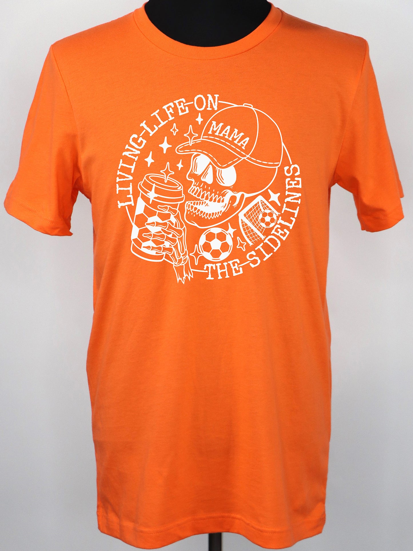 Soccer Mama- Life on the Sidelines (all white) TEE- Multiple Colors
