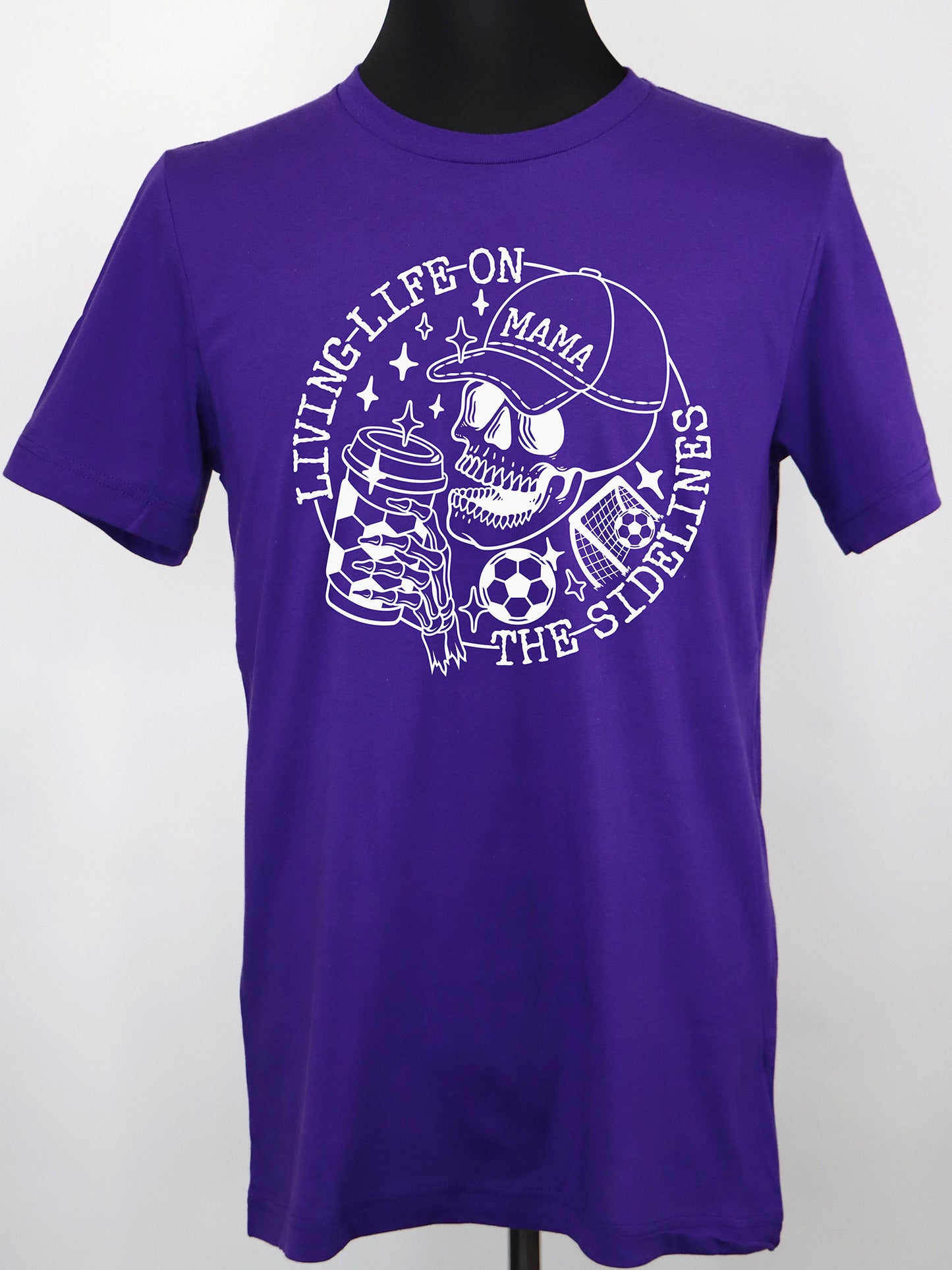 Soccer Mama- Life on the Sidelines (all white) TEE- Multiple Colors
