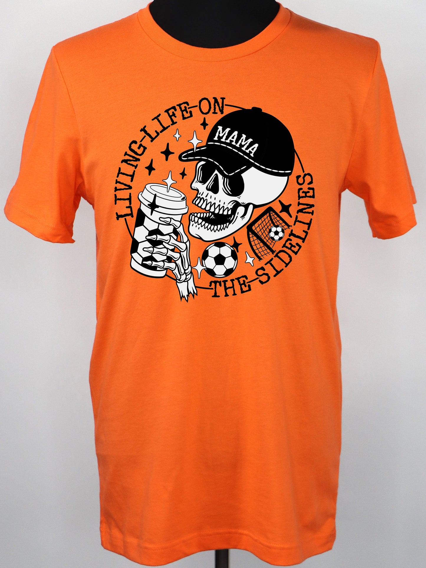 Soccer Mama- Life on the Sidelines (blk+wt) TEE- Multiple Colors