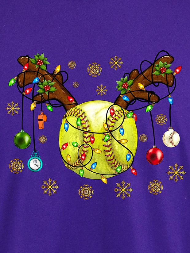 Softball Reindeer Christmas TEE- Multiple Colors