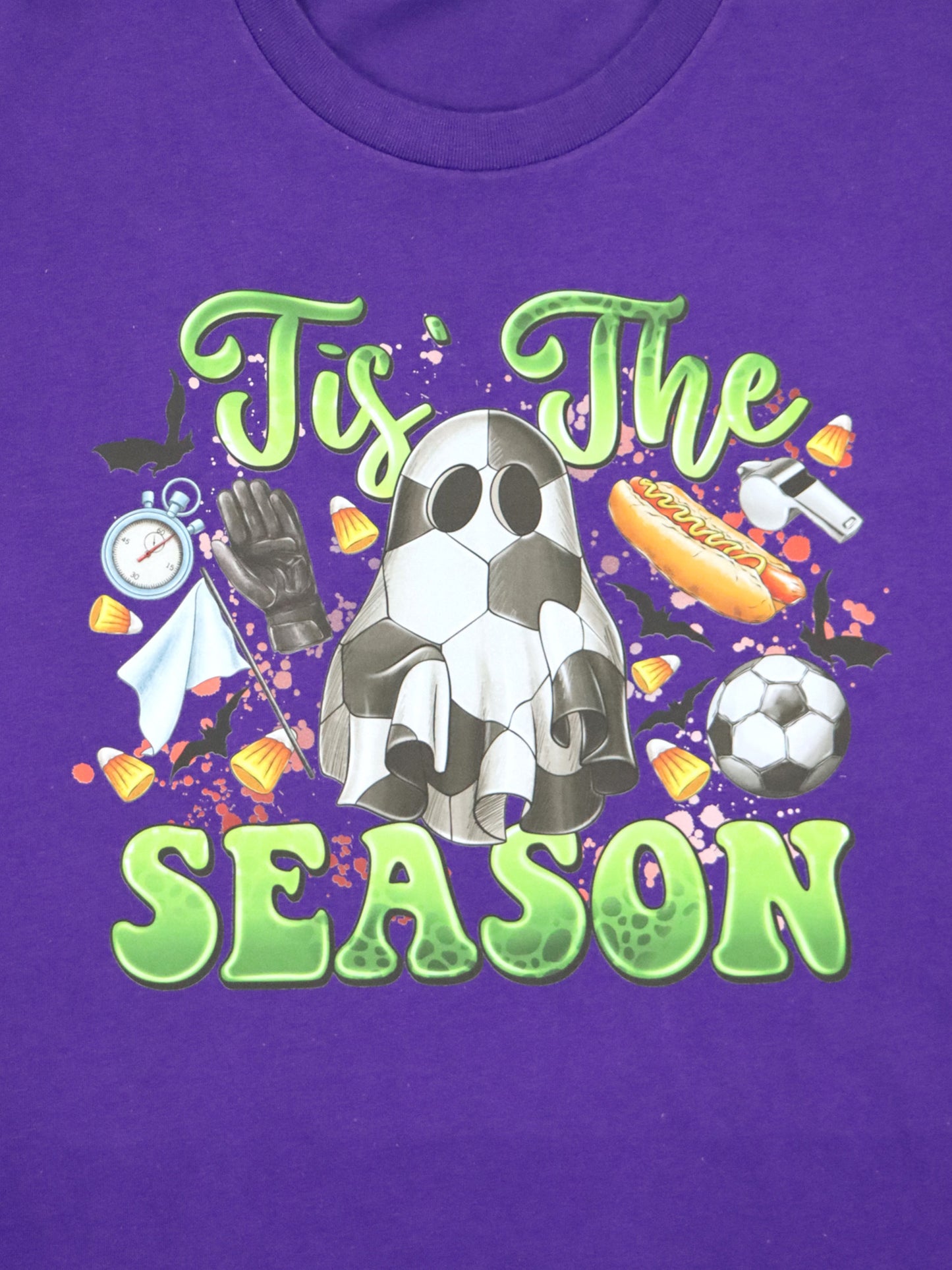 Tis the Season Soccer Ghost TEE- Purple