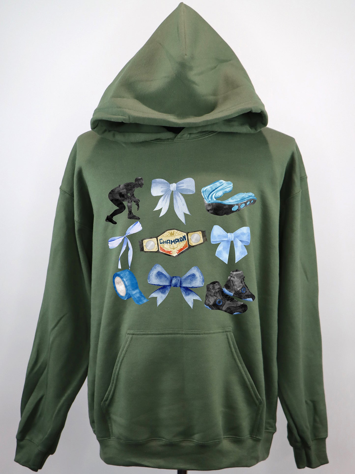 Wrestling Coquette (blue) HOODIE- Multiple Colors