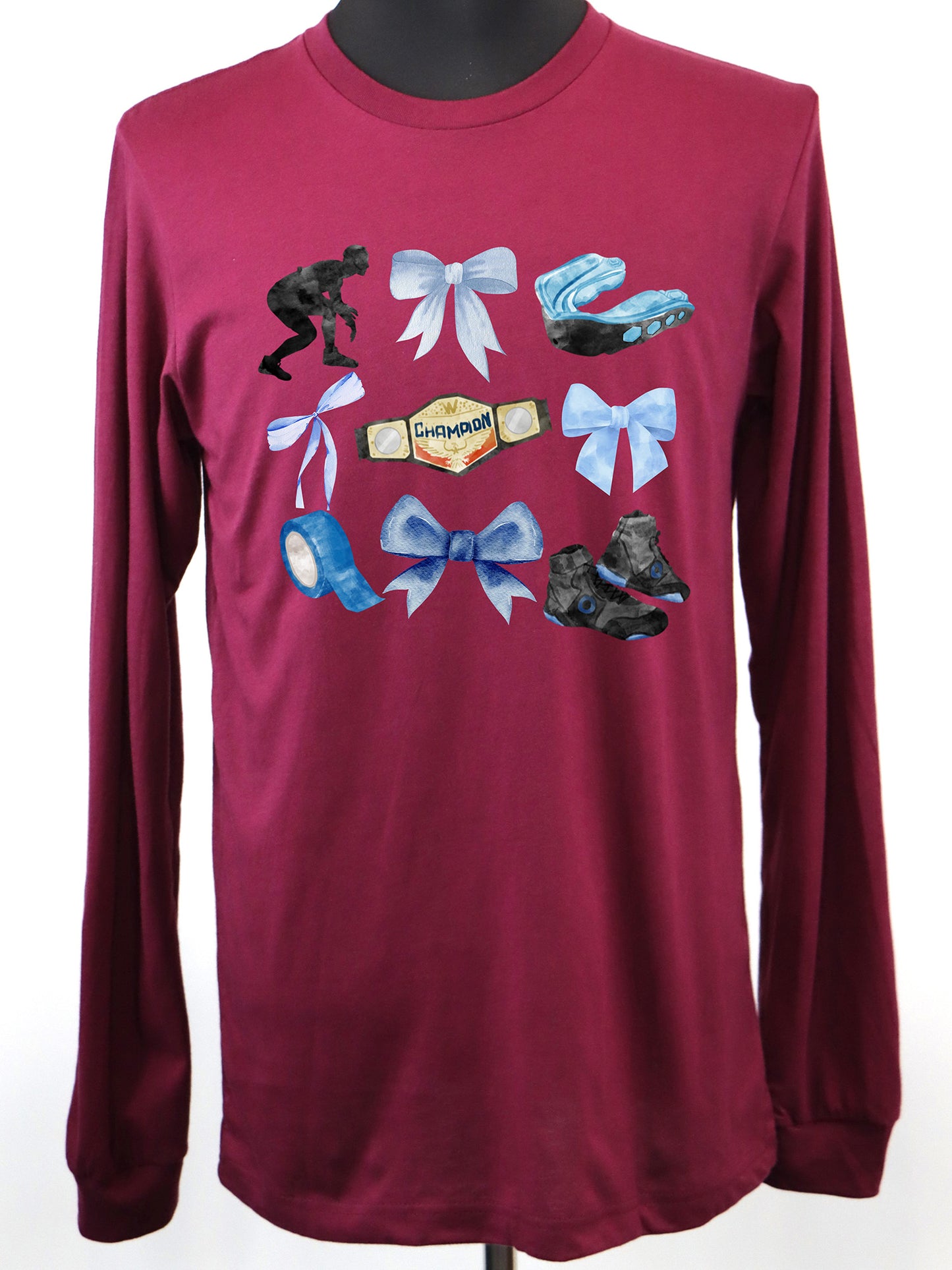 Wrestling Coquette (blue) LONG SLEEVE TEE- Multiple Colors