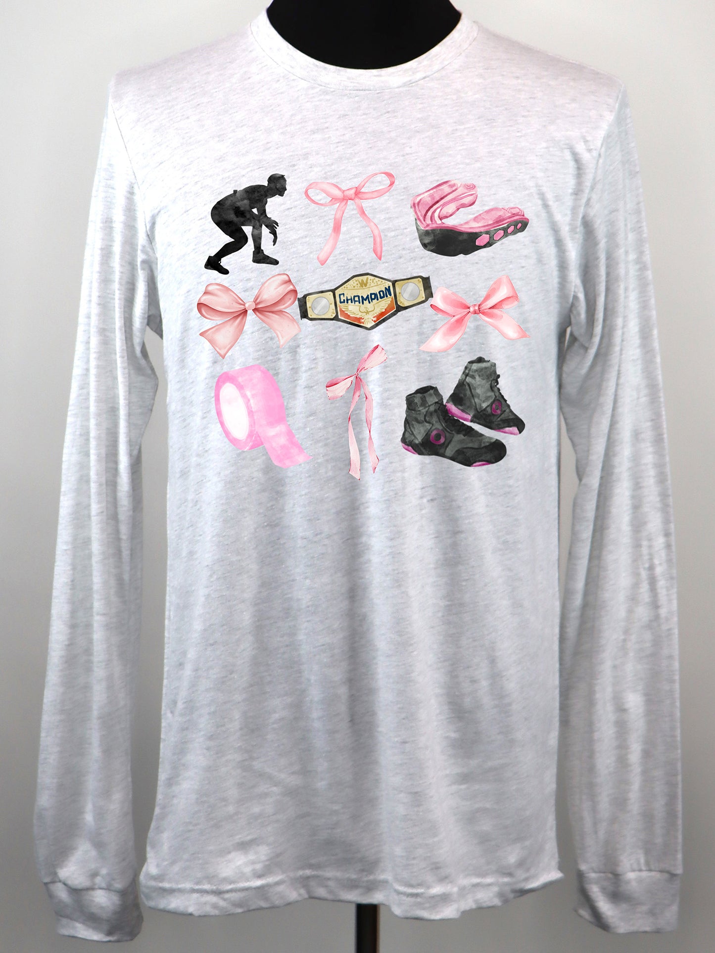 Wrestling Coquette (pink) LONG SLEEVE TEE- Multiple Colors