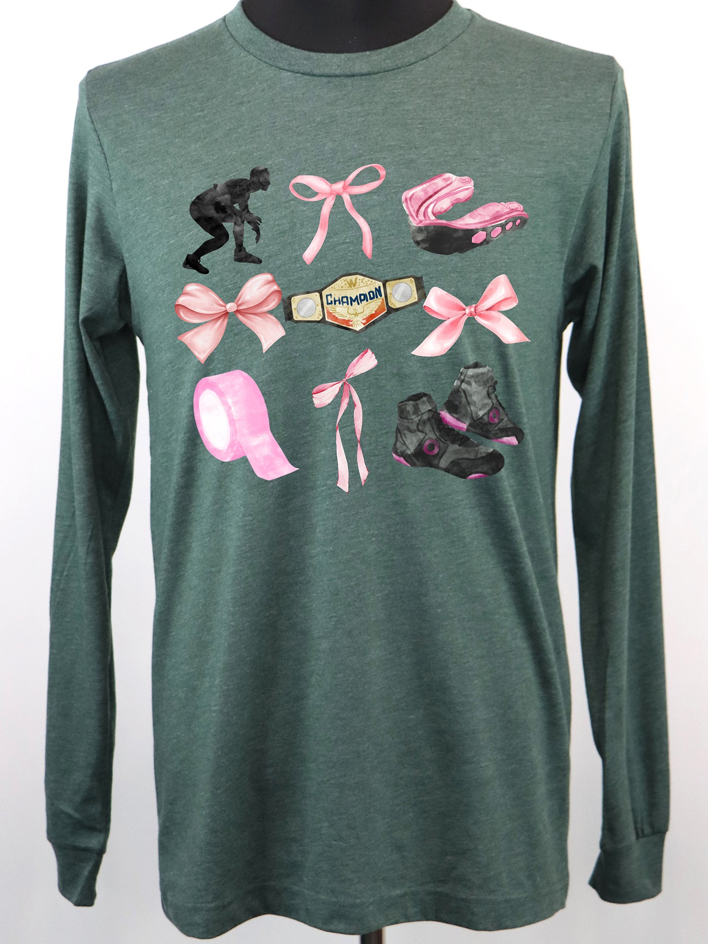 Wrestling Coquette (pink) LONG SLEEVE TEE- Multiple Colors