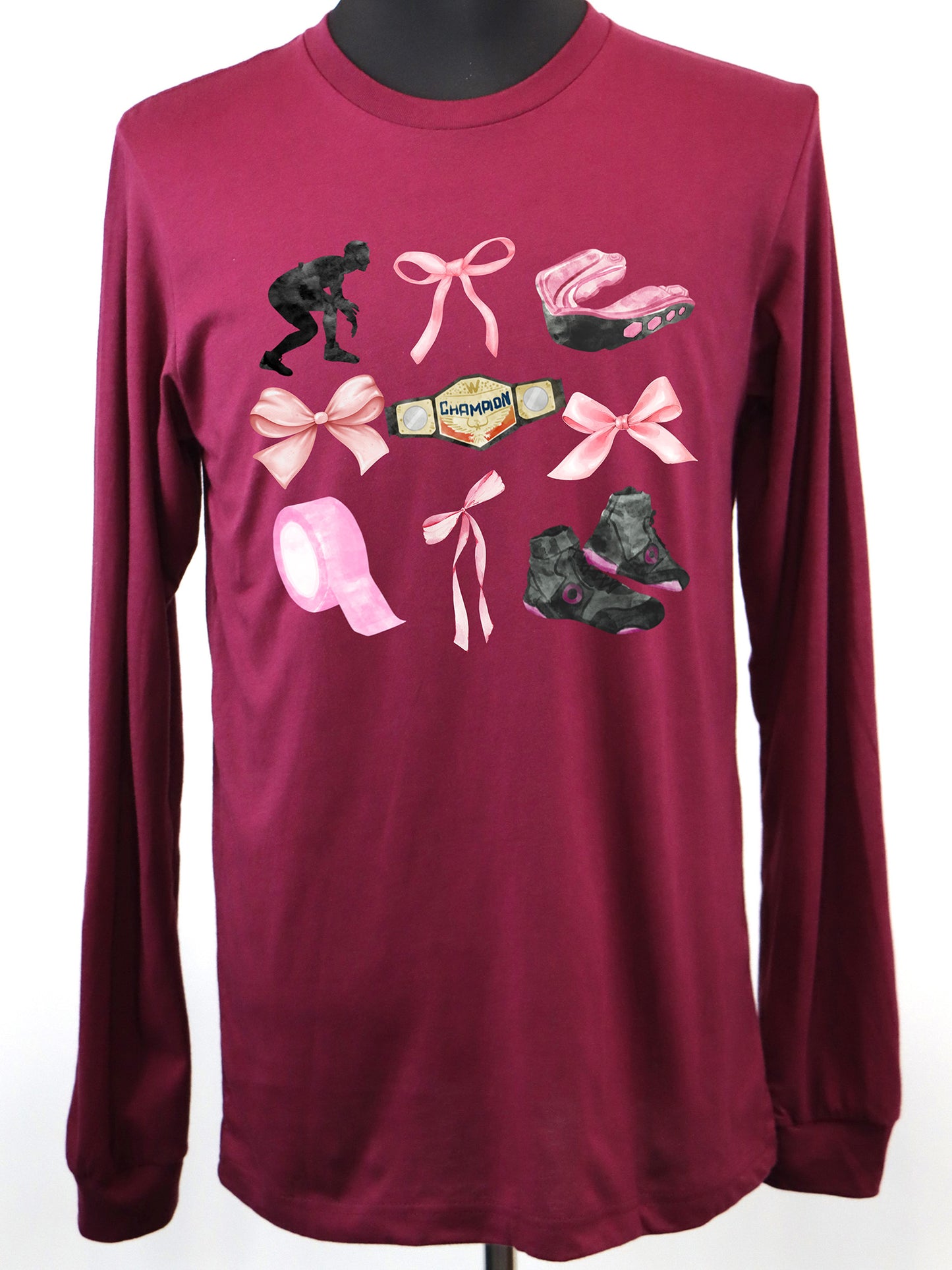 Wrestling Coquette (pink) LONG SLEEVE TEE- Multiple Colors