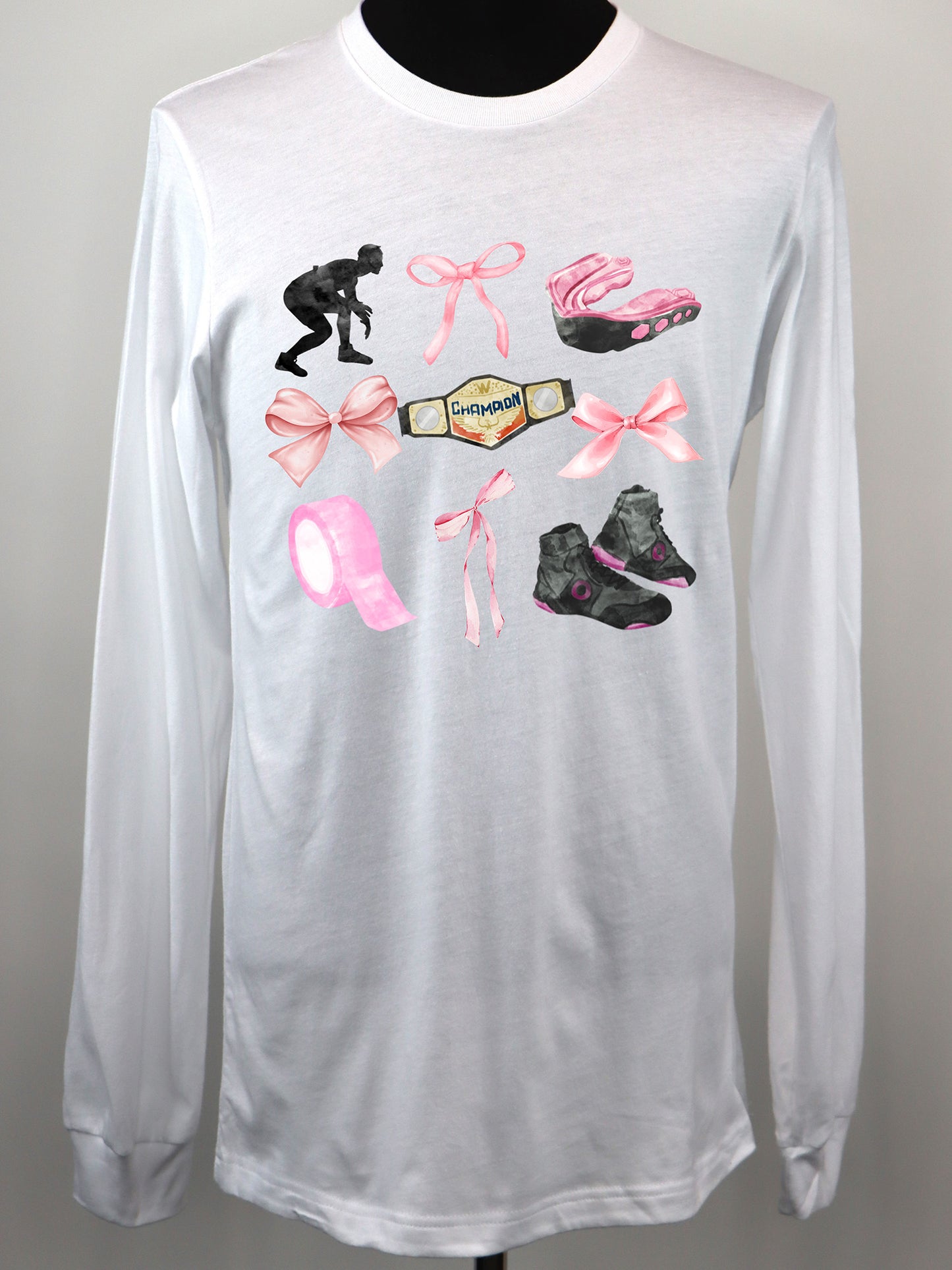 Wrestling Coquette (pink) LONG SLEEVE TEE- Multiple Colors