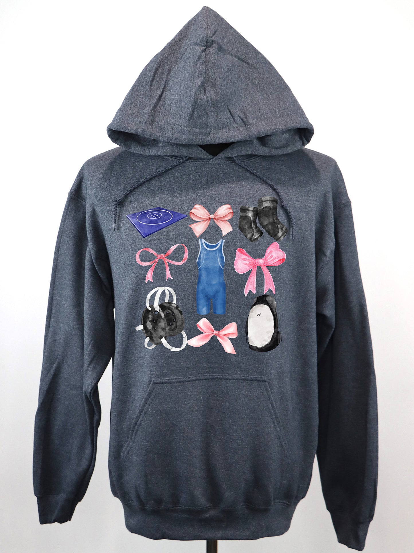 Wrestling Coquette (pink & blue) HOODIE- Multiple Colors