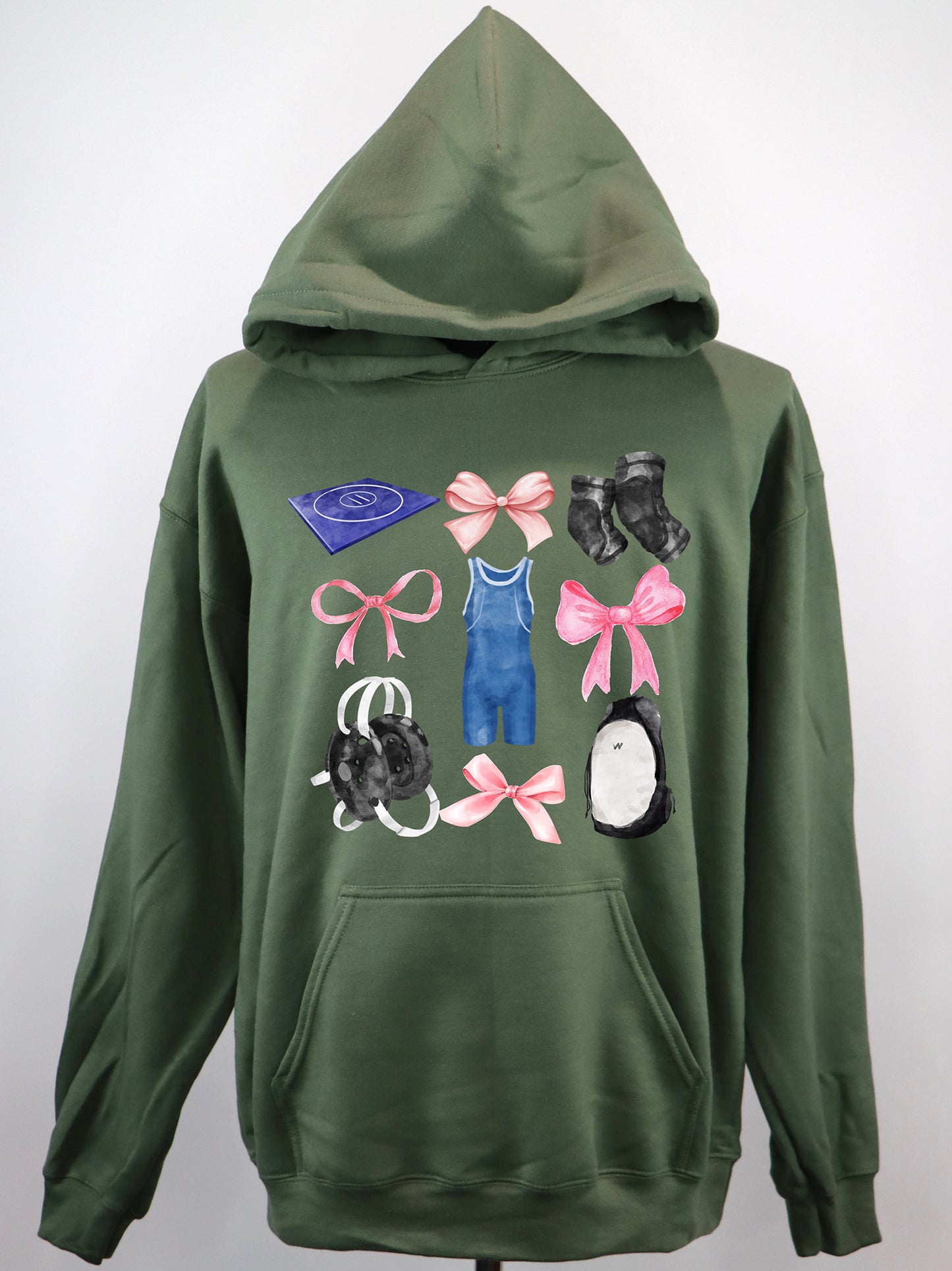 Wrestling Coquette (pink & blue) HOODIE- Multiple Colors