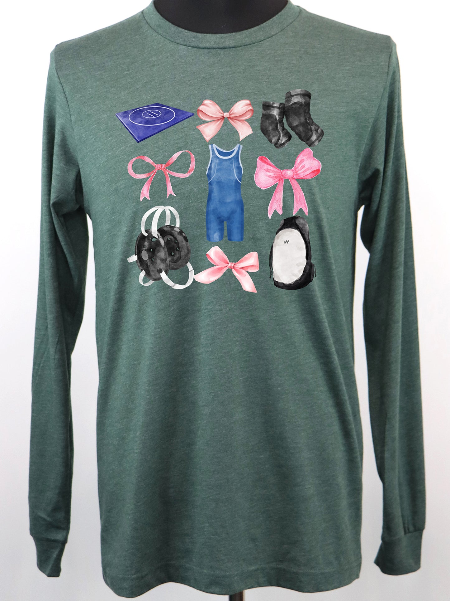 Wrestling Coquette (pink & blue) LONG SLEEVE TEE- Multiple Colors