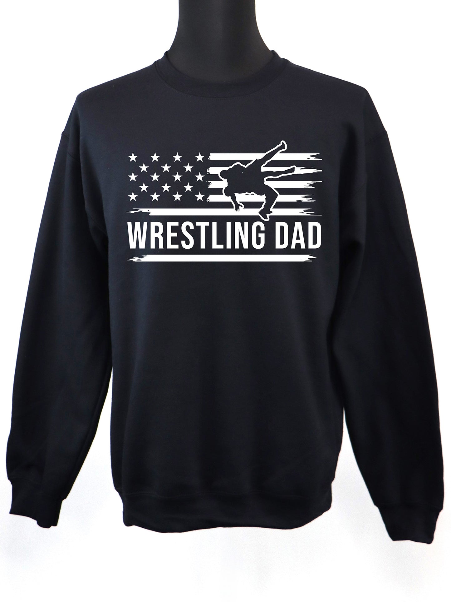 Wrestling Dad Flag (white) CREWNECK- Multiple Colors