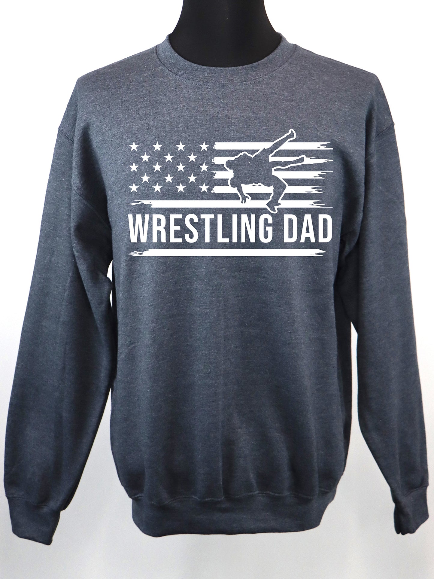 Wrestling Dad Flag (white) CREWNECK- Multiple Colors