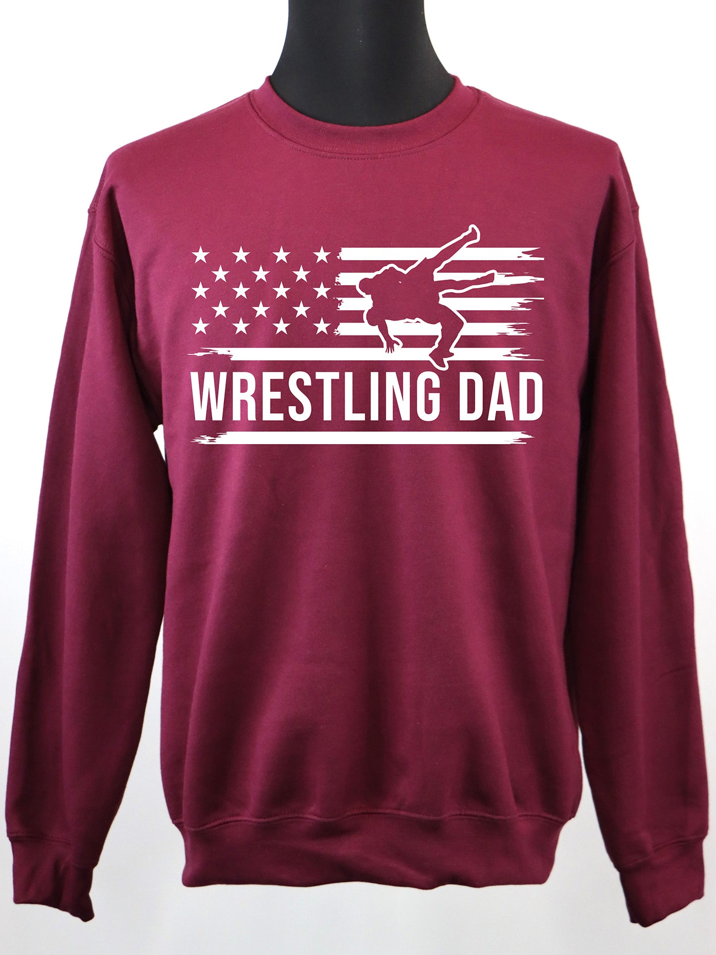 Wrestling Dad Flag (white) CREWNECK- Multiple Colors