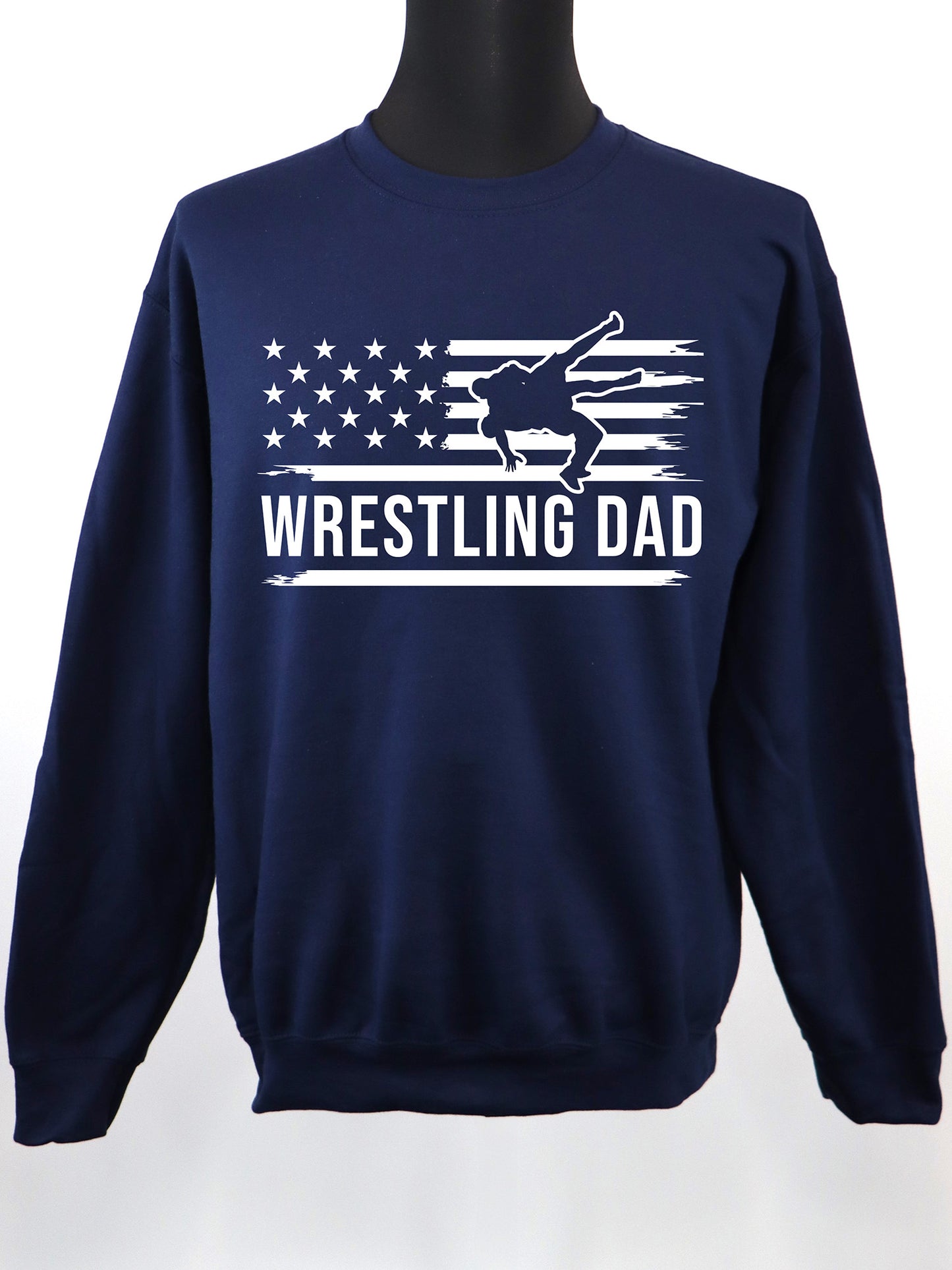 Wrestling Dad Flag (white) CREWNECK- Multiple Colors
