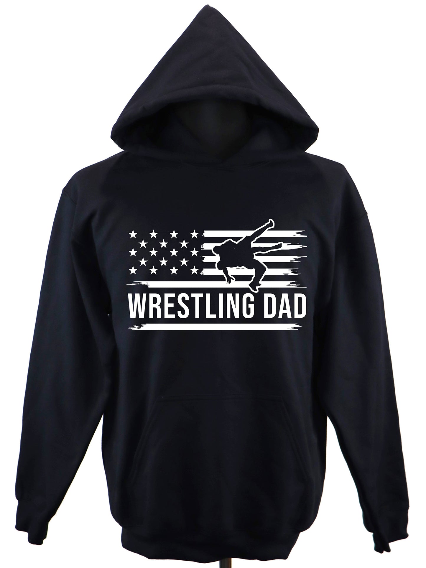 Wrestling Dad Flag (white) HOODIE- Multiple Colors
