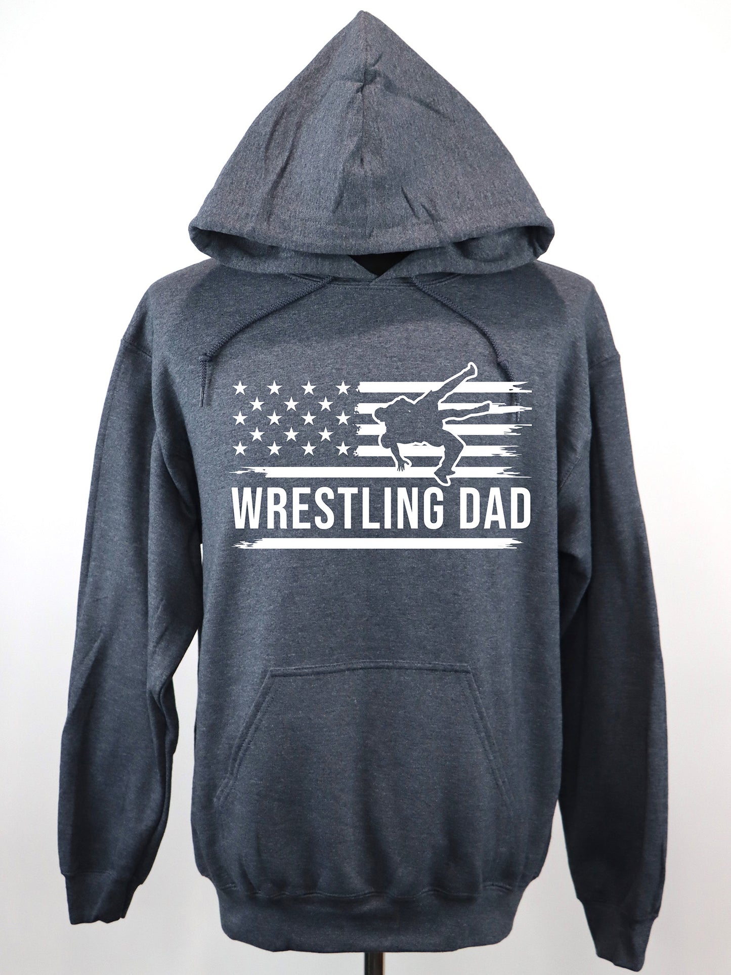 Wrestling Dad Flag (white) HOODIE- Multiple Colors