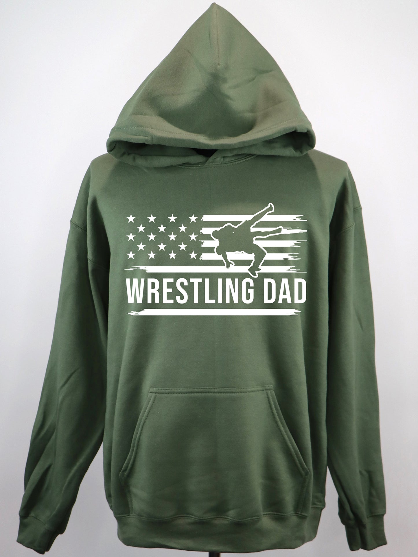 Wrestling Dad Flag (white) HOODIE- Multiple Colors