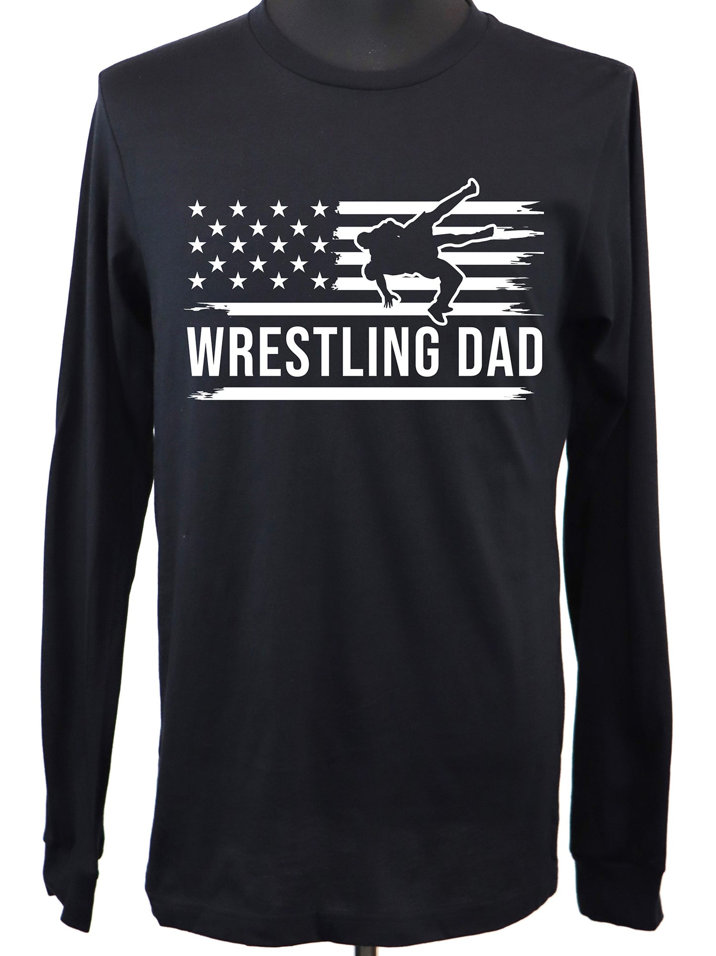 Wrestling Dad Flag (white) LONG SLEEVE TEE- Multiple Colors
