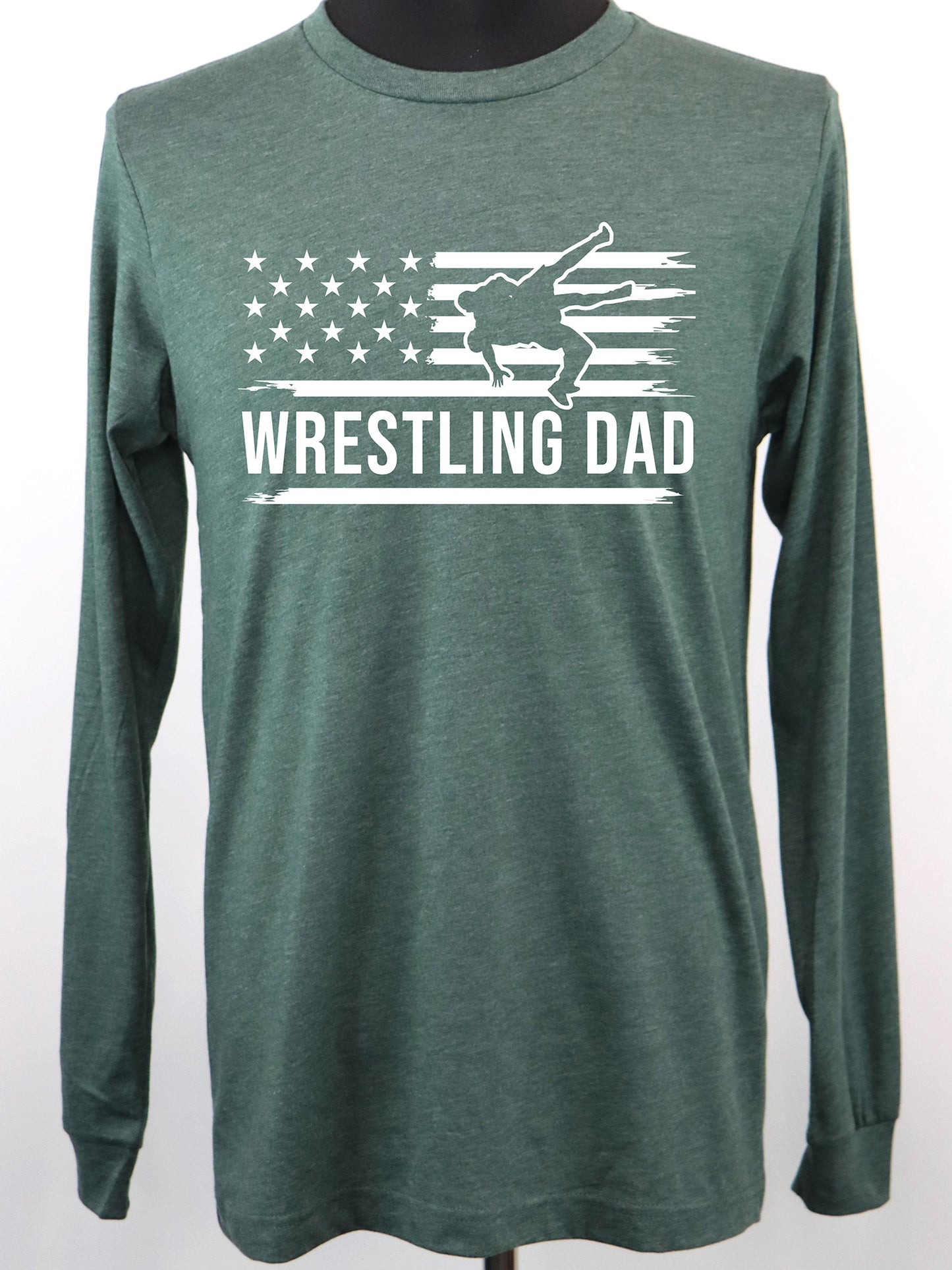 Wrestling Dad Flag (white) LONG SLEEVE TEE- Multiple Colors