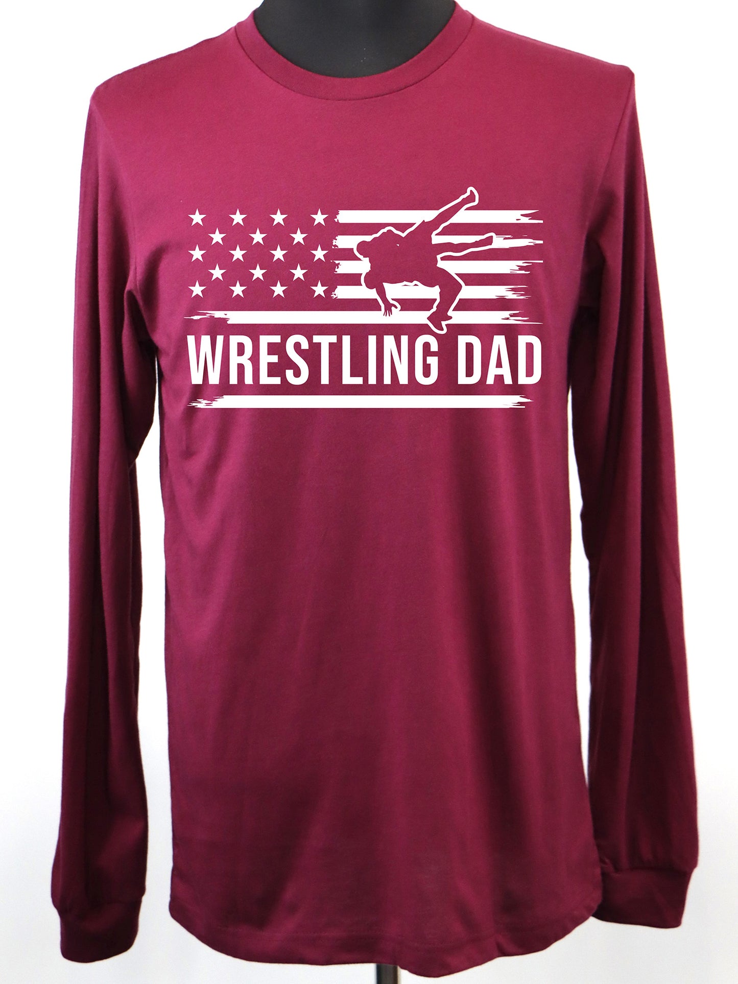 Wrestling Dad Flag (white) LONG SLEEVE TEE- Multiple Colors